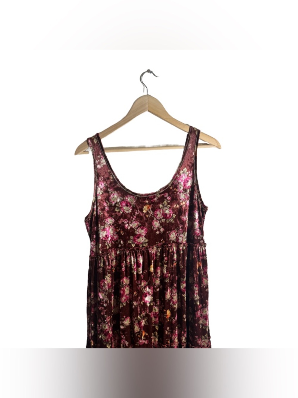 Natural Life Women's Tiered Maxi Dress Velvet Floral Boho Tank Size Medium NWT - Picture 5 of 8